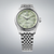 Herrenarmbanduhr SEIKO Presage mit grünem Zifferblatt und Edelstahlarmband, seitliche Krone