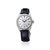 Seiko Presage Automatikuhr mit blauem Lederarmband, weißem Zifferblatt und blauen Indexen