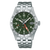 Seiko 5 Sports Herren-Armbanduhr mit grünem Zifferblatt, GMT und Stahlband