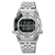 Herrenarmbanduhr Silber mit Edelstahlband, digitaler Chronographenanzeige und Stoppfunktion