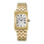 Seiko Damenarmbanduhr goldfarben mit rechteckigem Analogzifferblatt und Metallarmband