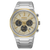 Seiko Herren-Armbanduhr zweifarbig mit Chronograph, silberfarbenem Metallband, rundem Ziffernblatt