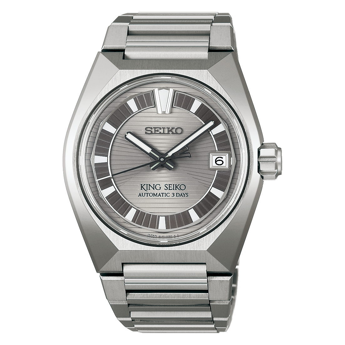 Seiko King Seiko Titanarmbanduhr mit silbernem Zifferblatt, Saphirglas, Datum 6