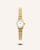 Mockberg Heritage Damenarmbanduhr mit goldfarbenem Metallarmband und weißem Zifferblatt