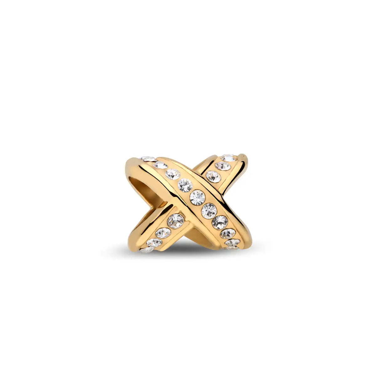 Pendentif doré en forme d'infini serti de zirconiums
