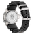 Fond de la montre pour homme avec gravure sur le boîtier et bracelet en caoutchouc noir