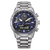 Herren-Chronographuhr mit blauem Zifferblatt, Edelstahlband und mehreren Drückern