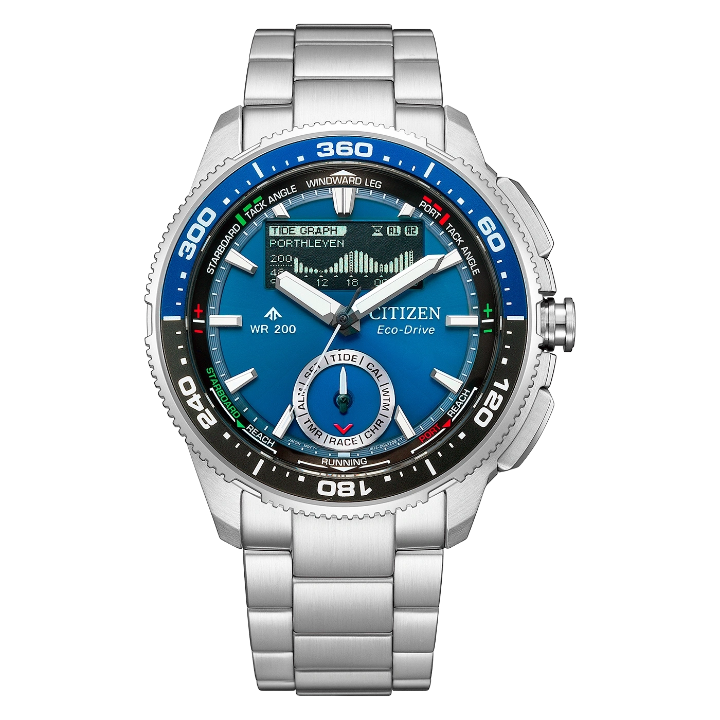 Citizen PROMASTER Wave Tracker Herren-Armbanduhr mit blauem Zifferblatt und Metallarmband