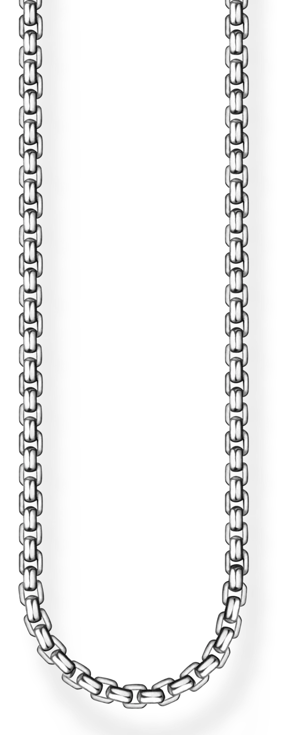 Chaîne à maillons unisexe noircie, portée en double, argenté brillant, 2 mm