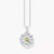 Collier argenté avec pendentif en forme de fleur et strass jaune au centre