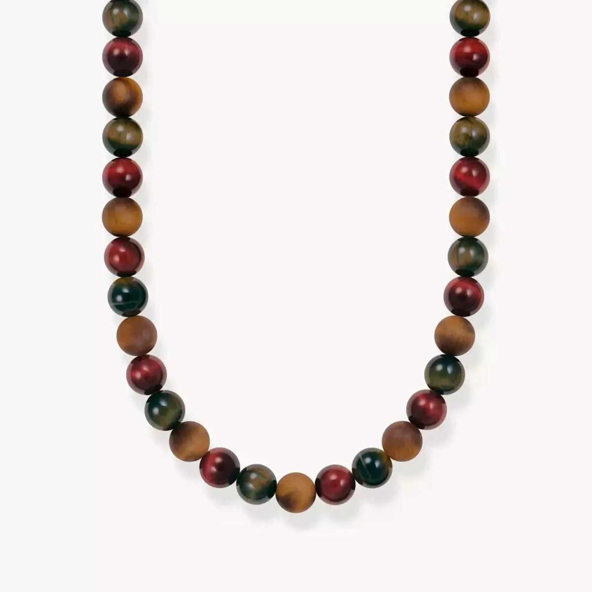 Collier pour homme en perles d'œil de tigre, collier de perles rondes, sans pendentif visible