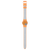 Damenuhr Seitenansicht: orangefarbenes transparentes Gehäuse, hellblaues Zifferblatt, orangefarbenes Armband