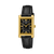 Casio Damenarmbanduhr mit schwarzem Lederarmband, goldenem Rahmen und arabischen Ziffern