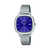 Casio Damenuhr: rundes blaues Zifferblatt, Datumsfenster bei 5, silbernes Edelstahlband