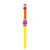 Swatch Damenuhr seitlich: pinkes Zifferblatt, orange Rahmen, gelbes Armband