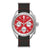 Bracelet de montre pour homme Bulova avec bracelet en cuir noir, cadran rouge et chronographe