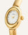 Mockberg Damenarmbanduhr Belle Oval mit goldenem Gehäuse, weißem Zifferblatt und Zeigern