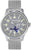 Bracelet de montre pour homme avec bracelet en maille argentée, cadran rond foncé et logo Messerschmitt