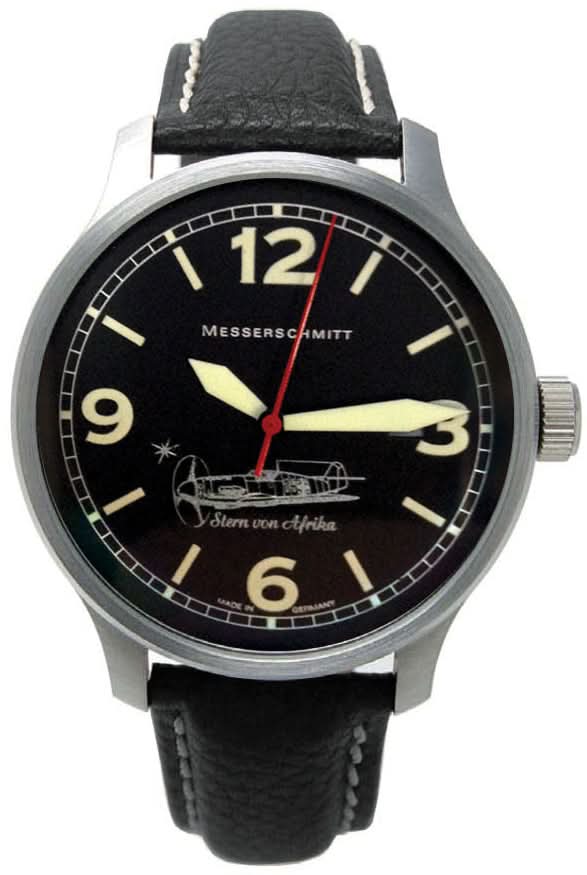 Bracelet de montre pour homme en cuir noir, boîtier rond en acier inoxydable et cadran noir