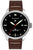 Montre homme Messerschmitt avec cadran noir et bracelet en cuir marron