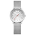 Mondaine Damenuhr mit silbernem Maschenarmband und weißem Zifferblatt