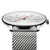 Herrenuhr: silbernes Mesh-Armband, rundes Gehäuse, weißes Zifferblatt mit roten Zeigern