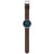Herrenuhr mit braunem Lederarmband, dunkelblauem Zifferblatt und Dornschließe