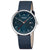 Mondaine Herrenuhr mit blauem Lederarmband und blauem Zifferblatt, rundes Saphirglas