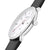 Herrenuhr schräg: weißes Zifferblatt mit roten Solar-Markierungen, schwarzes Lederband, Krone