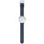 Mondaine Herrenuhr mit blauem Lederarmband und silbernem Zifferblatt