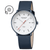 Mondaine Herrenuhr mit weißem Zifferblatt, blauem Lederband und Solar-Markierung
