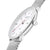 Herrenuhr Mondaine mit silbernem Meshband, weißem Zifferblatt und roten Akzenten