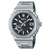 Herrenuhr mit silbernem Titangehäuse, schwarzem Zifferblatt und Untersekunden