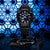 Casio MR-G Herrenuhr mit blauem Zifferblatt, schwarzen Schutzdetails und Kautschukband.