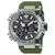 Casio MR-G Taucheruhr mit grünem Band und schwarzem Zifferblatt, Metallgehäuse und Drückern