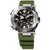 Casio MR-G Taucheruhr mit grünem Armband, schwarzem Zifferblatt und silbernem Lünette