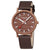 Montre unisexe Mondaine avec bracelet en cuir marron et boîtier rond ; cadran marron avec index.