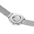 Mondaine Herrenarmbanduhr: Edelstahlgehäuse mit sichtbarem Uhrwerk und silbernem Mesharmband