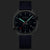 Herrenuhr mit dunkelblauem Zifferblatt, Chronograph und blauem Textilband, dunkles Gehäuse