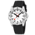 Montre Mondaine pour homme avec boîtier argenté, cadran blanc et bracelet en silicone noir