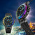 Casio G-Shock Herrenuhr in Seitenansicht mit Regenbogen-Lünette und farbigen Akzenten