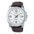 Herrenarmbanduhr mit analogem Zifferblatt, Datumsfenster bei 3 Uhr und braunem Lederband