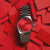 Montre Casio avec cadran rond rouge Sunray et bracelet en acier inoxydable