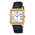 Casio Herrenuhr mit goldfarbenem Gehäuse, schwarzem Lederband und Zifferblatt mit CASIO-Logo
