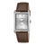 Casio Herrenuhr, silbernes Gehäuse mit Mineralglas, braunes Echtlederarmband
