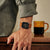 Casio Montre Homme : cadran noir, bracelet en cuir marron, affichage des phases de lune