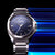 Montre homme avec cadran bleu et bracelet en acier inoxydable, boîtier rond de 40 mm