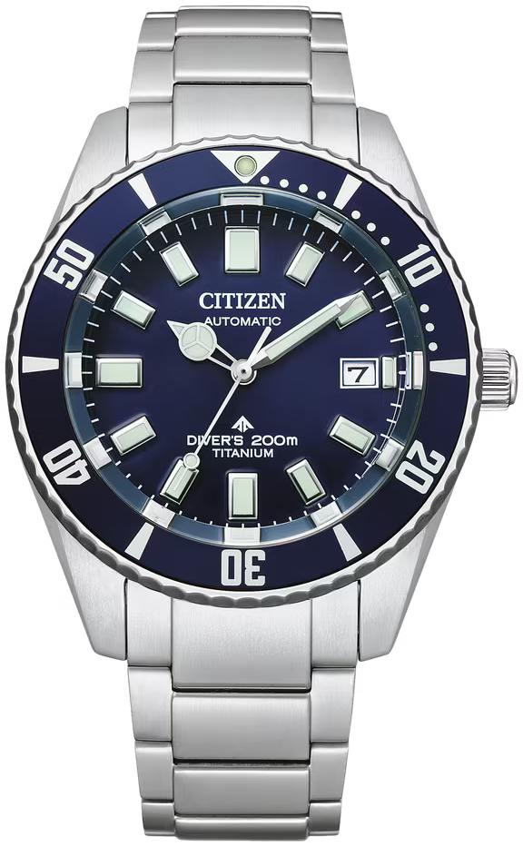 Citizen Promaster Herrenuhr mit Super Titanium-Armband, blauem Zifferblatt und Lünette