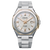 Zweifarbige Herrenarmbanduhr mit silbernem Metallband, weißem Zifferblatt und Datum (7)