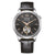 Herrenuhr mit schwarzem Lederarmband, dunklem Zifferblatt und Open-Heart Automatik